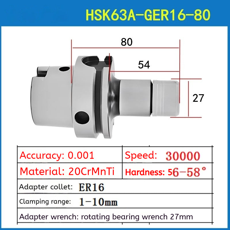 10012 HSK63A high speed tool holder CNC machining center CNC tool holder HSK GER16 20 25 32 high precision tool holder Shandong Denso Pricision Tools Co.,Ltd.